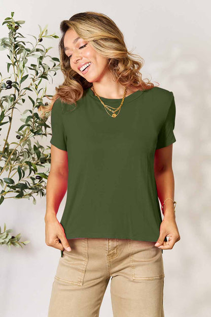 Basic Bae Full Size Round Neck Short Sleeve T-Shirt – Soft & Slightly Stretchy, Perfect for Everyday Wear