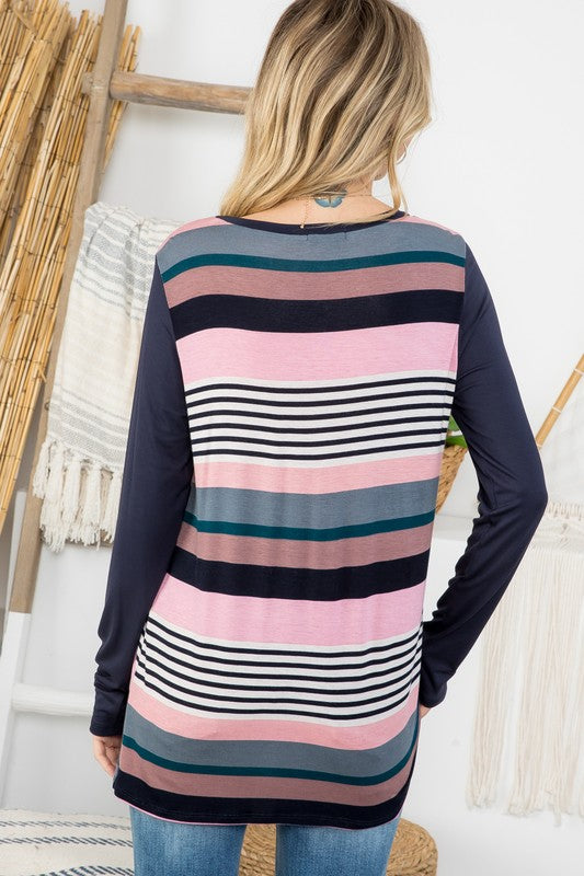 SOLID STRIPE MIX COLORBLOCK TOP