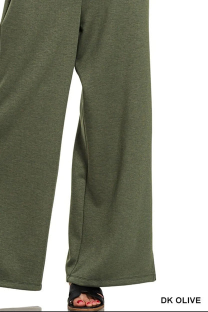 Zenana Scuba Drawstring Pants in Olive