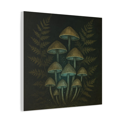 Dark Academia Mystical Mushrooms Wall Art - Vintage Style Canvas Botanical Poster