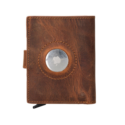 Palertag Zip Mechanical Leather Card Holder with AirTag Slot