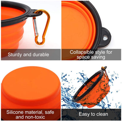 5" Portable and Foldable Small Dog Bowl-Orange set of 5