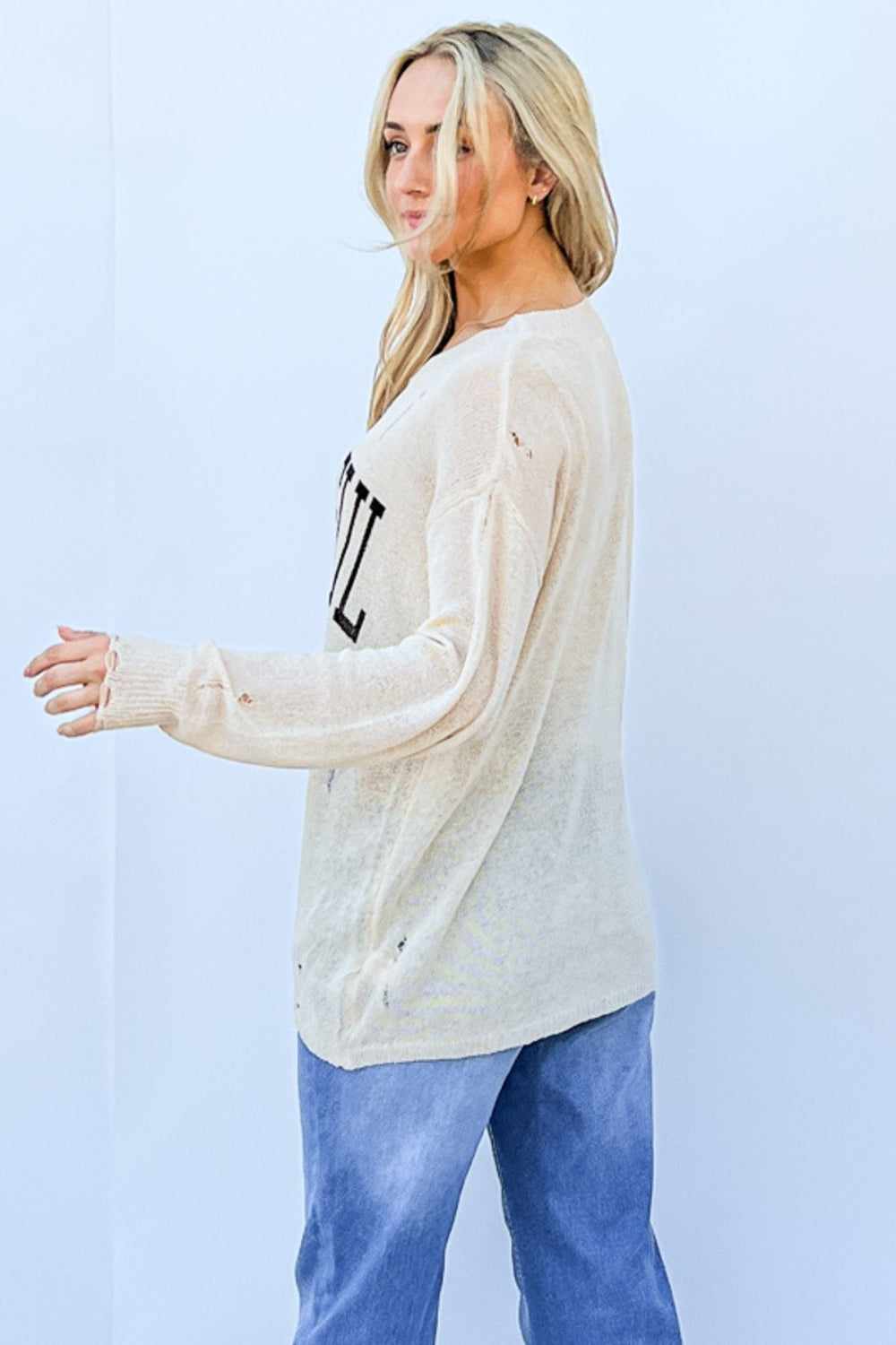 And the Why GRATEFUL Long Sleeve Knit Top