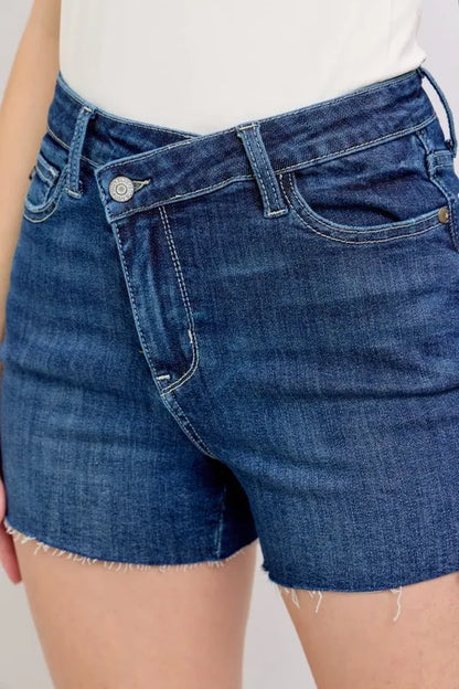 Judy Blue High Waist Criss-Cross Waistband Denim Shorts