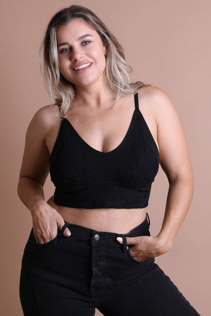 Leto Accessories Seamless Padded Textured Brami Plus Size