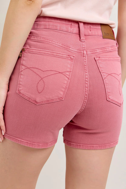 Judy Blue Pink Back Pkt Embroidery Shorts