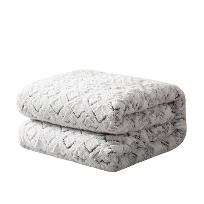 DaDa Bedding Luxury Dreamy Milky White & Purple Sherpa Backside Faux Fur Throw Blanket (M3395)