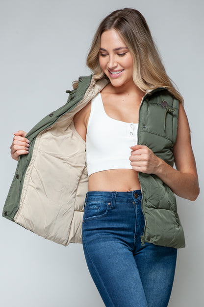 Snobbish Snap and Zip Closure Hooded Vest