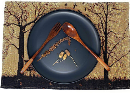 DaDalogy Bedding Set of 4 Pieces Autumn Birds Blessing Tapestry Dining Placemats 13” x 19” (Halloween)