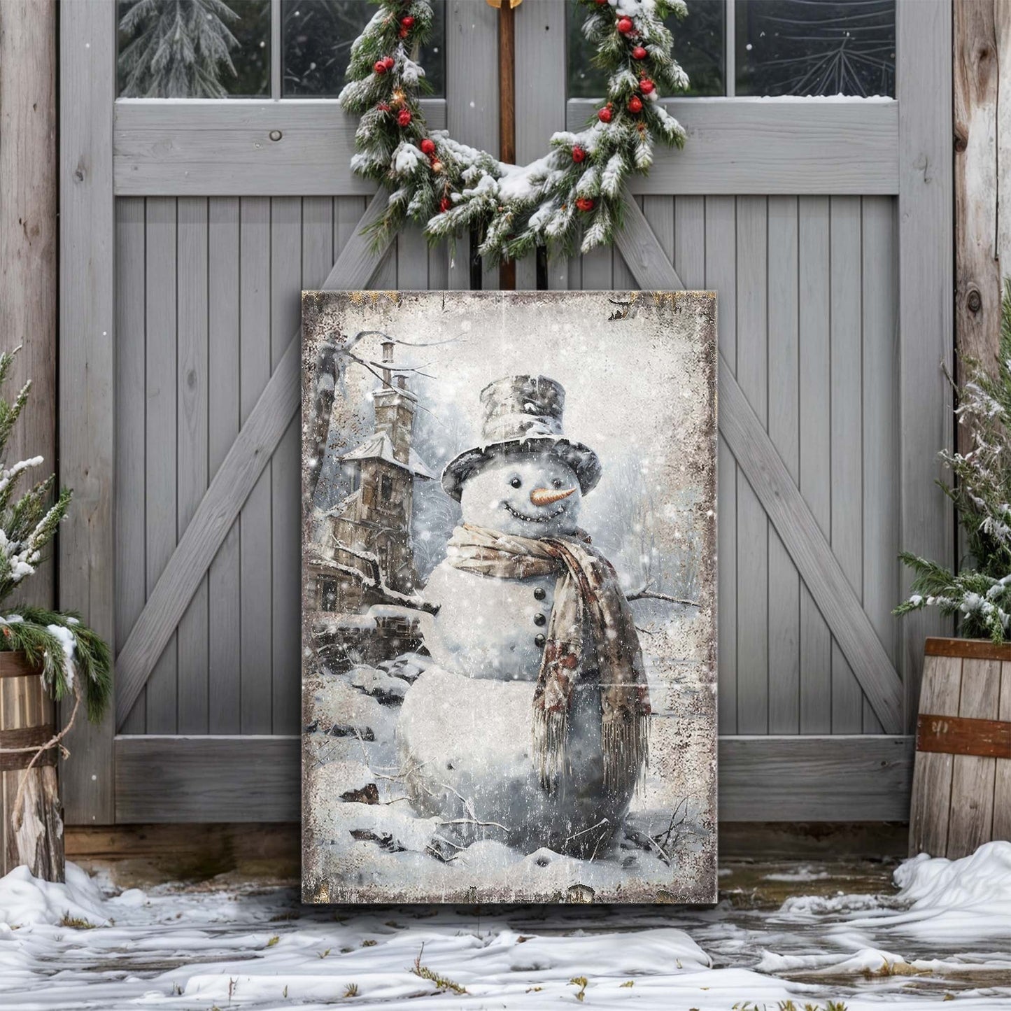 Vintage Snowman Christmas Wall Art II