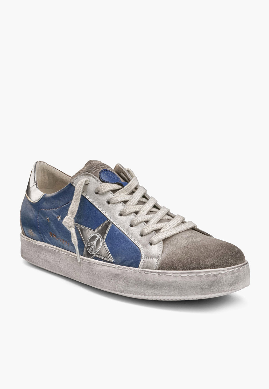 Men's Sepol Distressed Sneaker Beige Navy