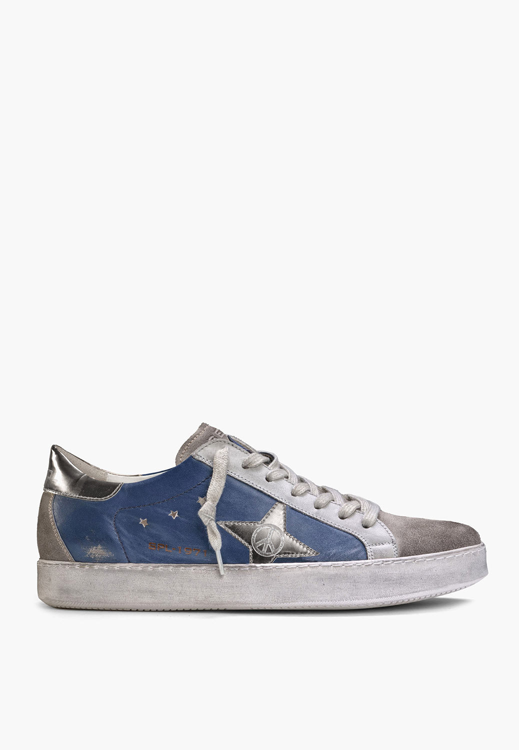 Men's Sepol Distressed Sneaker Beige Navy