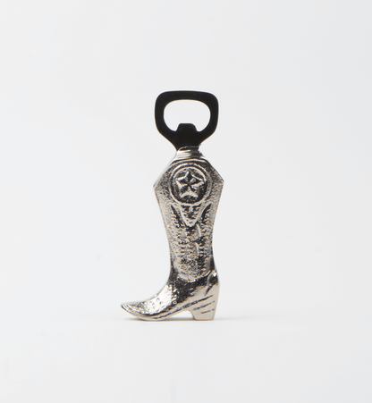 Nickel Etched Cowboy Boot Bottle Opener