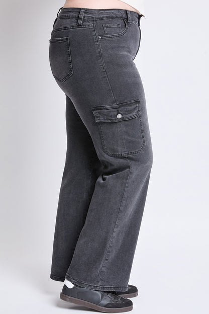 Women's Plus High Rise Wide Leg Skater Cargo Jeans