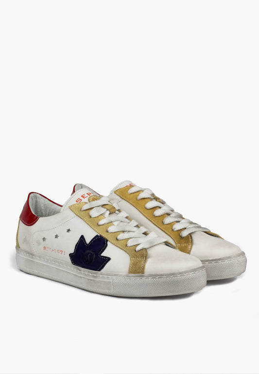 Sepol Ese-Fresh Men's Distressed Sneaker White Blue