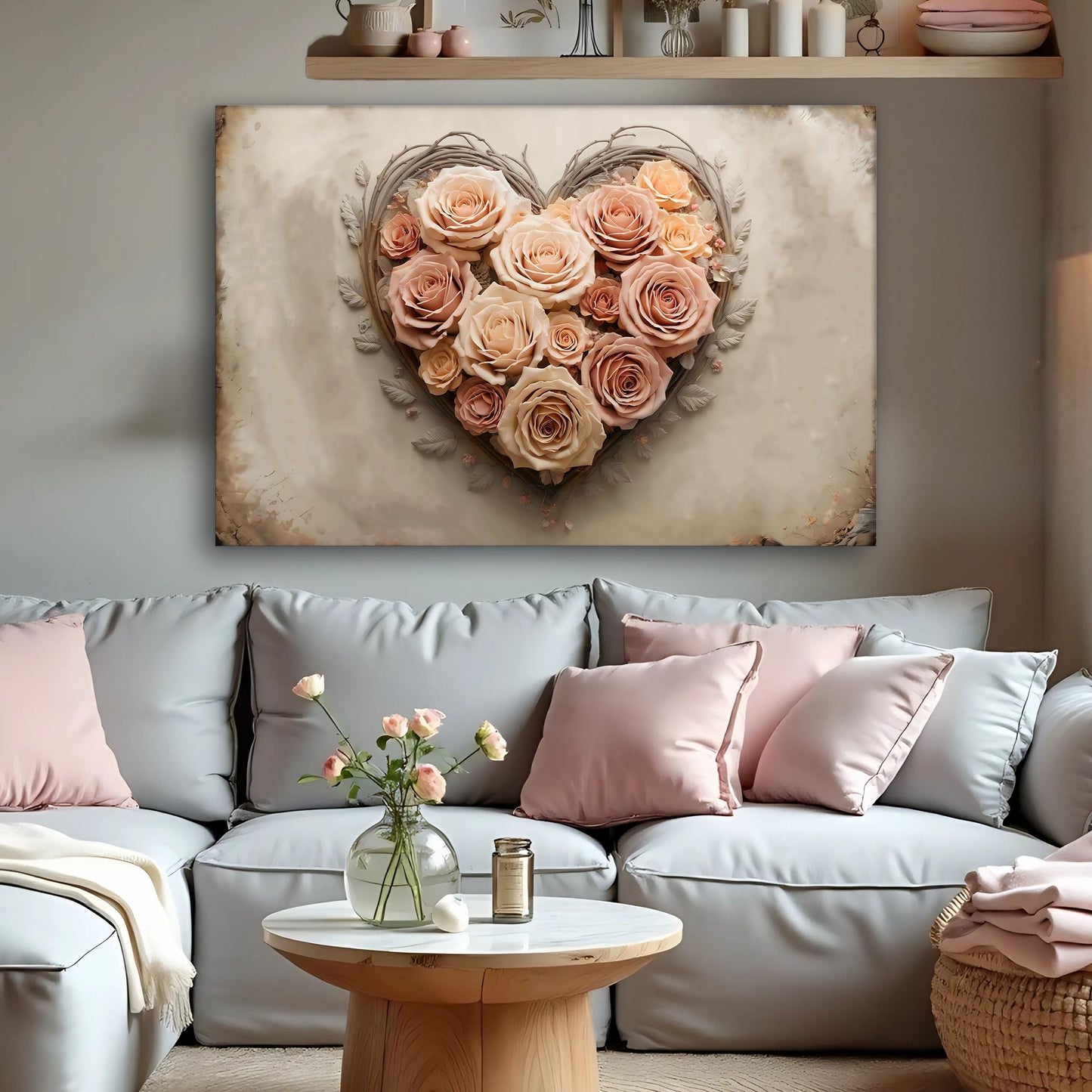 3D Floral Heart Wall Art III