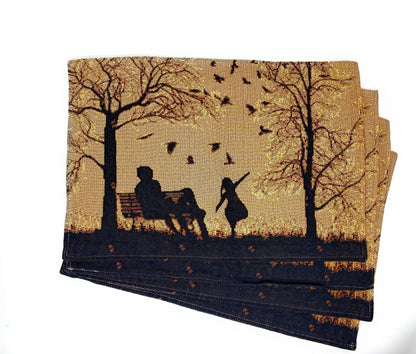 DaDalogy Bedding Set of 4 Pieces Autumn Birds Blessing Tapestry Dining Placemats 13” x 19” (Halloween)