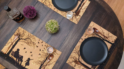 DaDalogy Bedding Set of 4 Pieces Autumn Birds Blessing Tapestry Dining Placemats 13” x 19” (Halloween)
