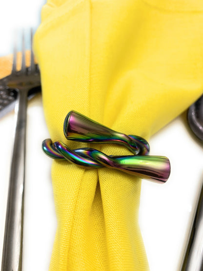Vibhsa Modern Napkin Rings Set of 4 (Rainbow, Dishwasher Safe)