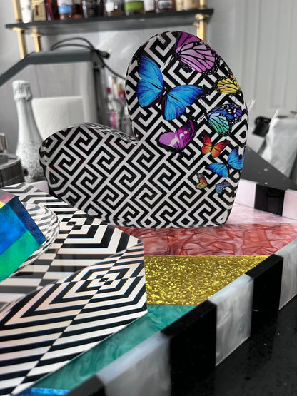 Butterfly Key Acrylic Heart Block