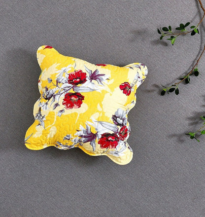 DaDa Bedding Set of 2 Sunshine Yellow Hummingbirds Floral Scalloped Throw Pillow Covers, 18" (JHW925)