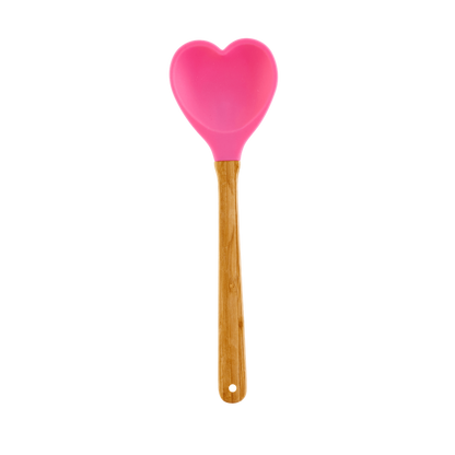 Kitchen Silicone Spoon in Heart shape | Dark Pink
