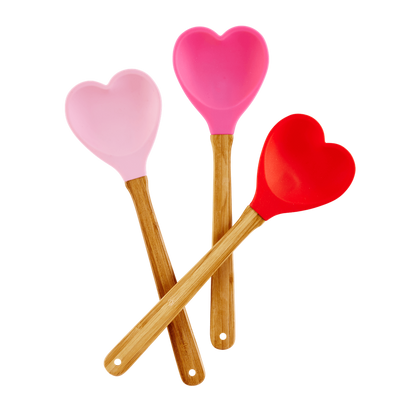 Kitchen Silicone Spoon in Heart shape | Dark Pink