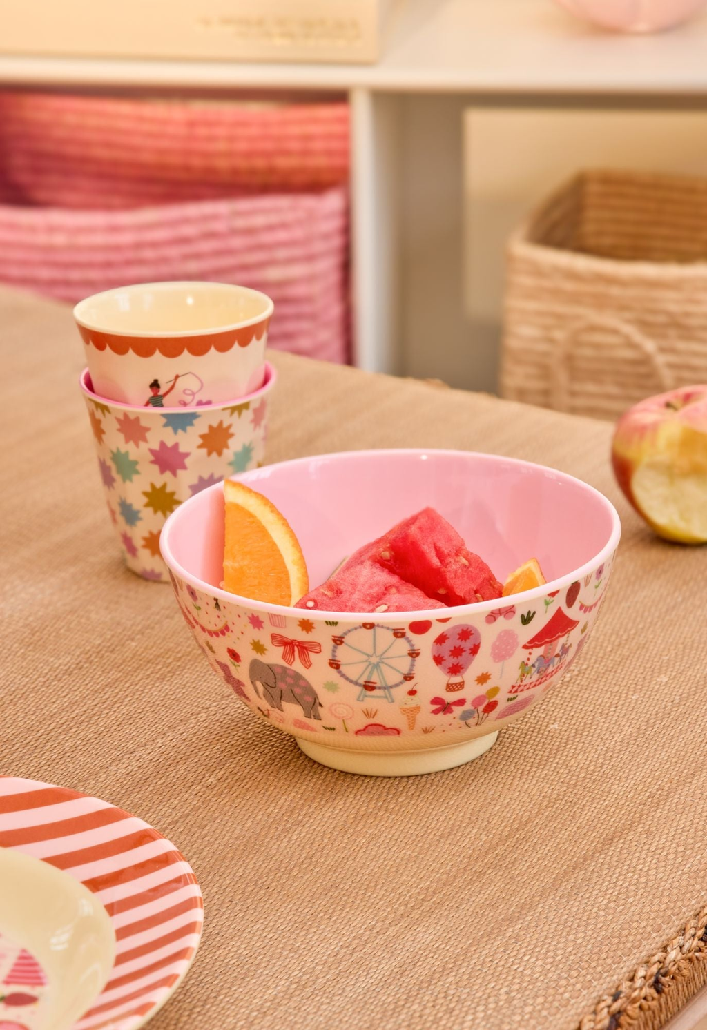 Medium Melamine Bowl - Fun Fair Pink Print - 23.7oz -