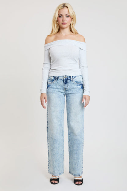 Women's Luxe Brittany Low Rise Wide Leg Jeans
