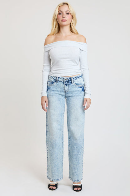 Women's Luxe Brittany Low Rise Wide Leg Jeans