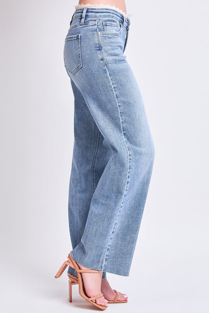Women's Luxe Lace Trim Wide Leg Jeans