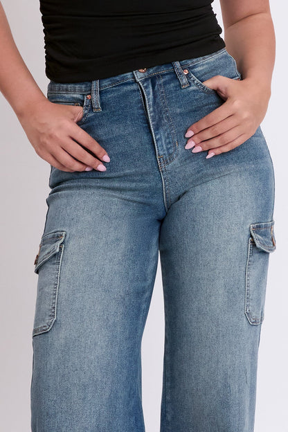 Women's Skater Cargo Wide Leg Jeans Denim