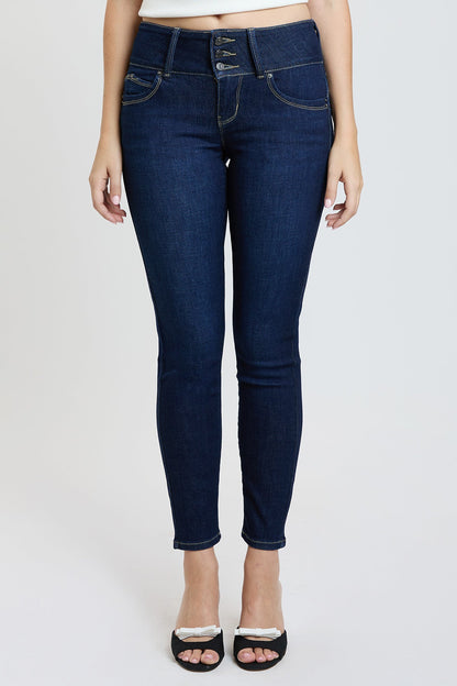 Women's Luxe Mid Rise 3-Button WannaBettaButt Skinny Jeans