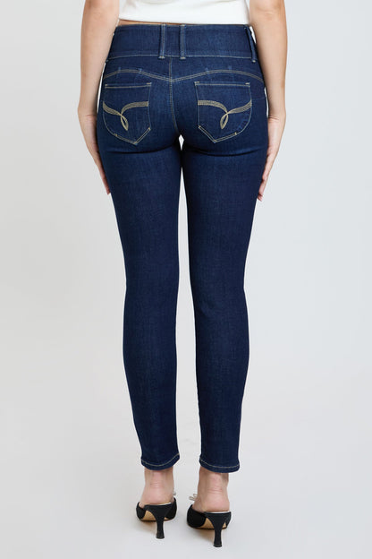 Women's Luxe Mid Rise 3-Button WannaBettaButt Skinny Jeans