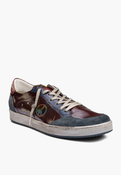 Sepol Pace Men's Distressed Sneaker Burgundy