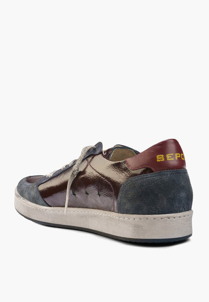 Sepol Pace Men's Distressed Sneaker Burgundy