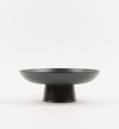 Matte Black Ceramic Footed Bowl