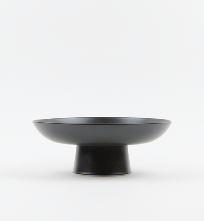 Matte Black Ceramic Footed Bowl