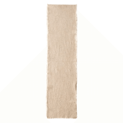 Linen Blend Table Runner with Frayed Edges