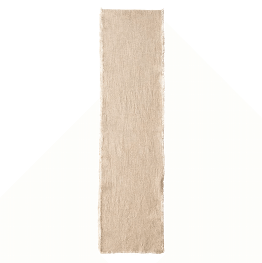 Linen Blend Table Runner with Frayed Edges