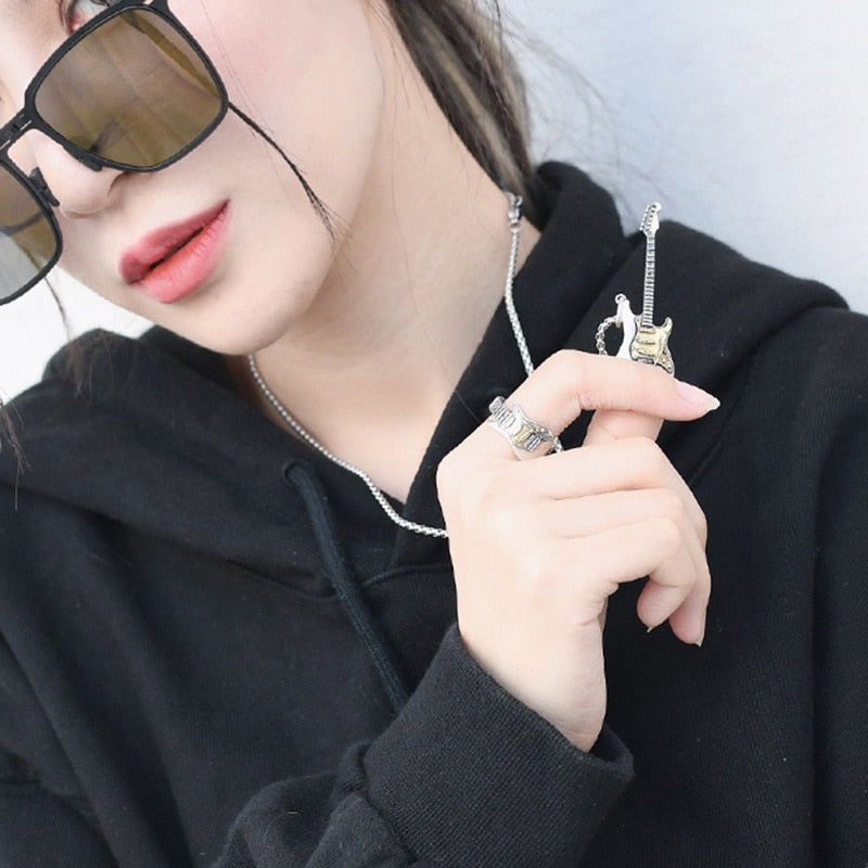Two Tone Electric Guitar Necklace