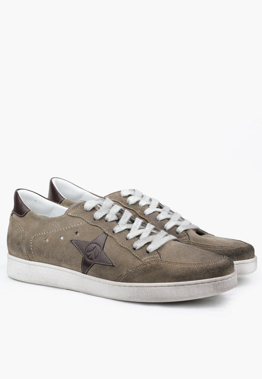 Sepol Estrella Men's Distressed Sneaker Khaki Suede