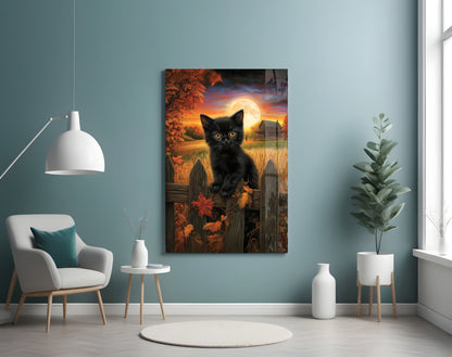Autumn Cat Glass Wall Art || Designer Collection