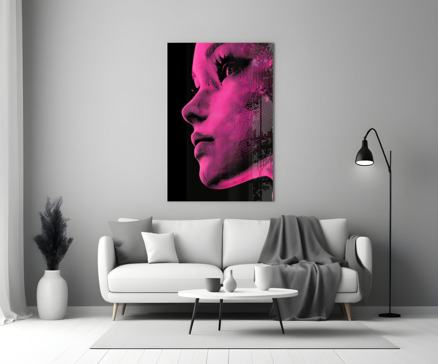 Pink with Dots Glass Wall Art || Designer Collection