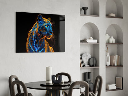 Neon Jaguar Glass Wall Art || Designer Collection