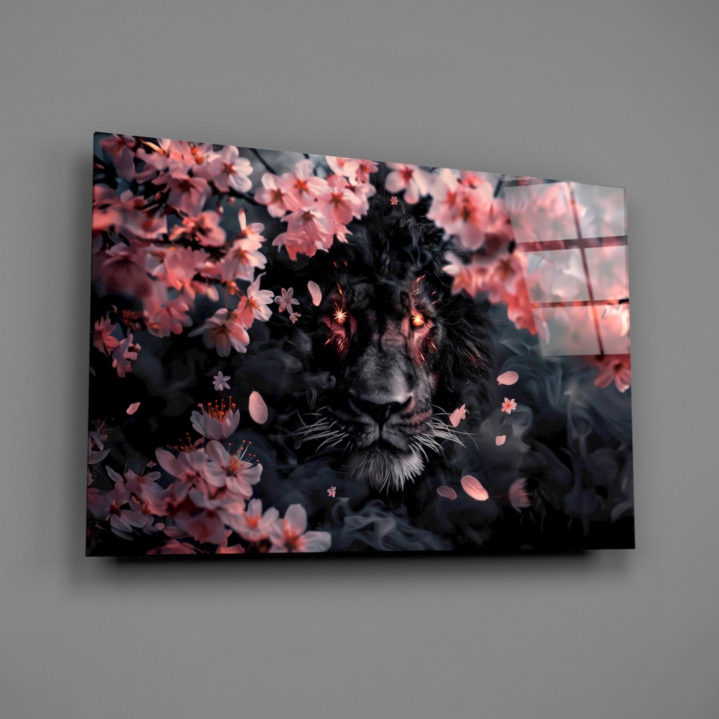Lion of the Night Glass Wall Art || Designer Collection