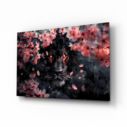 Lion of the Night Glass Wall Art || Designer Collection