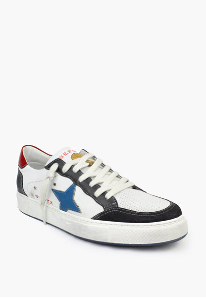 Sepol M-Estrella Men's Distressed Sneaker White Blue