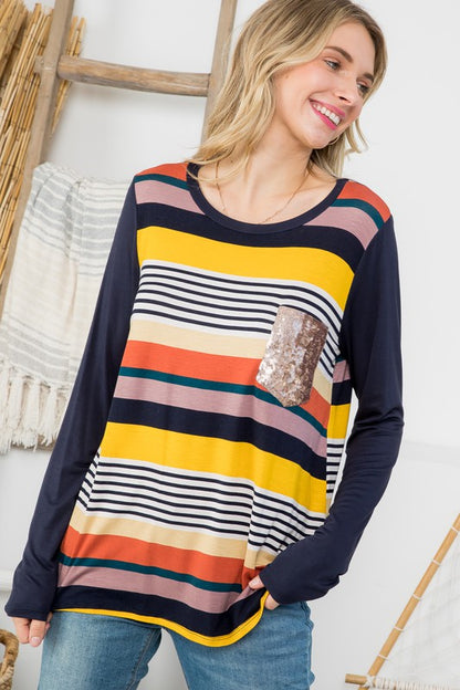 SOLID STRIPE MIX COLORBLOCK TOP