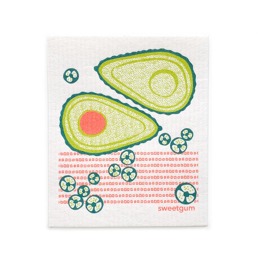 Avocado Swedish Dishcloth | Green/ Coral | Sweetgum Home